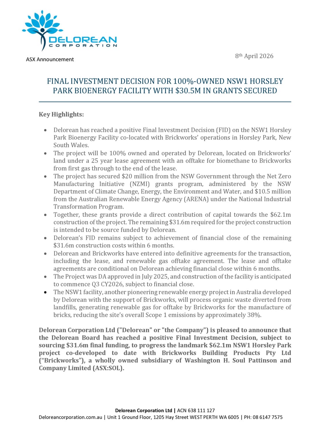 Horsley Park Bioenergy FID & $30.5 Million In Grants Secured